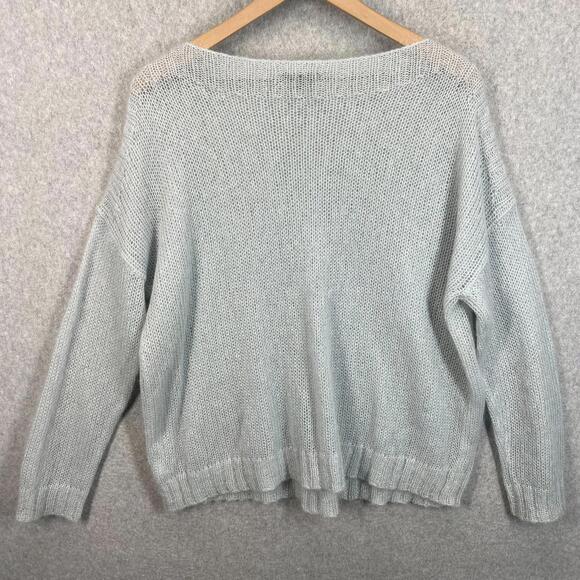 Eileen Fisher Mohair Wool Chain Knit Sweater Womens M Gray Boat Neck NWOT - Picture 4 of 7